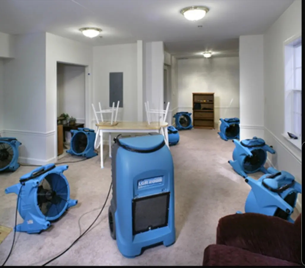 Air movers and dehumidifier setup for Water Extraction & Removal in Fontana